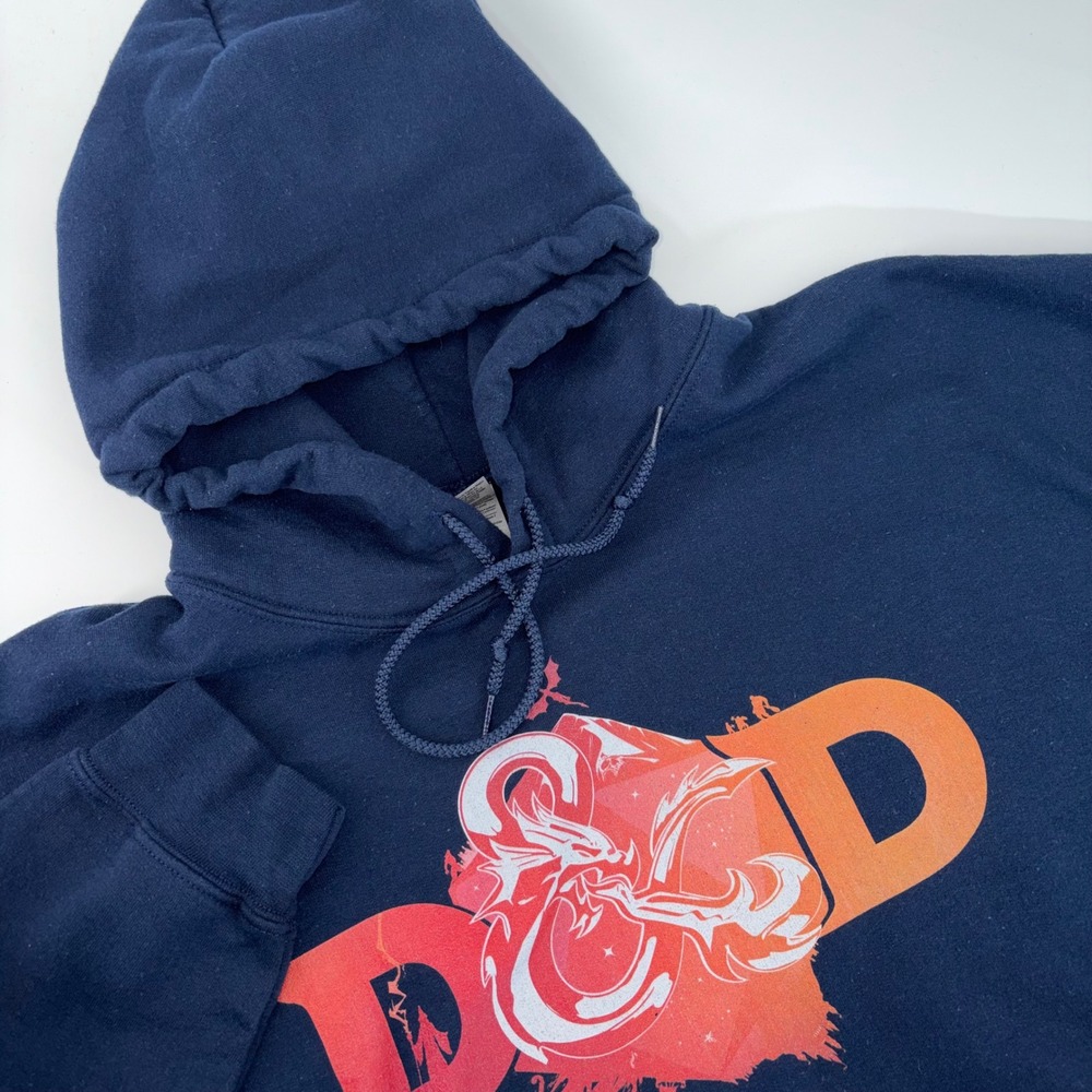 Dungeons & Dragons Hoodie Navy Blue For Fans By Fans D&D Graphic Pullover XL